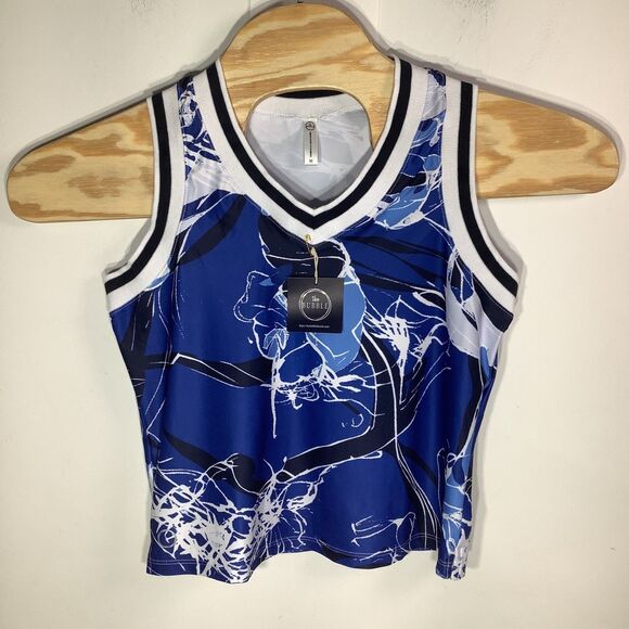 The Bubble Womens Claire‎ Tank Top Blue Floral Size Medium NWT - Picture 2 of 10